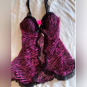 Black and Pink Zebra Print Lingerie 32C